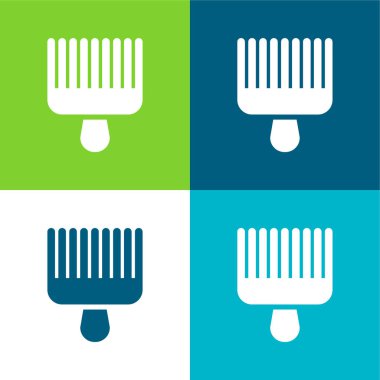 Afro Pick Düz 4 renk minimal simge seti