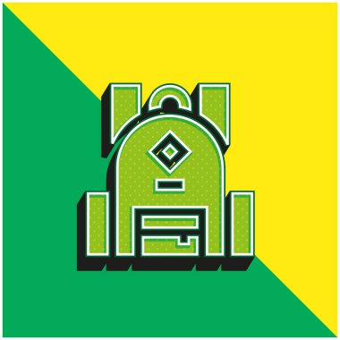 Sırt çantası yeşil ve sarı modern 3d vektör simgesi logosu