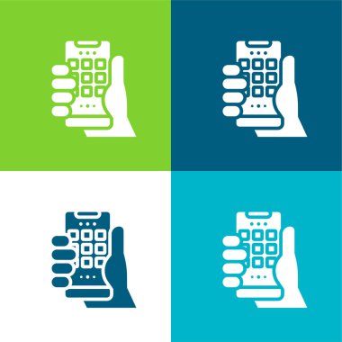 Uygulama Düz 4 renk minimal simgesi seti