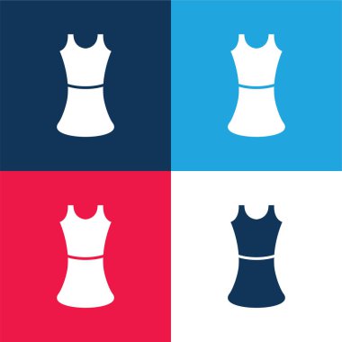 Black Female Dress blue and red four color minimal icon set clipart