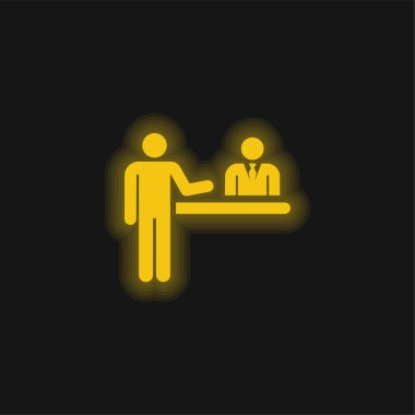 Havalimanı sarı parlak neon simgesi