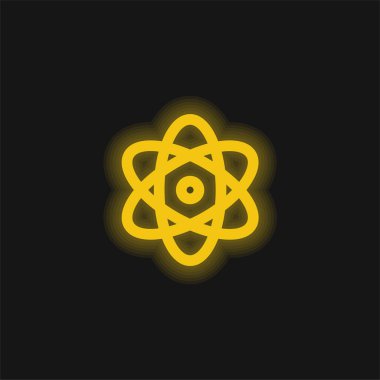 Atom Enerjisi sarı parlak neon simgesi
