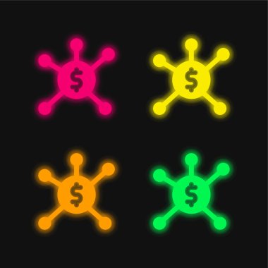 Dört renk parlayan neon vektör simgesi banklanıyor