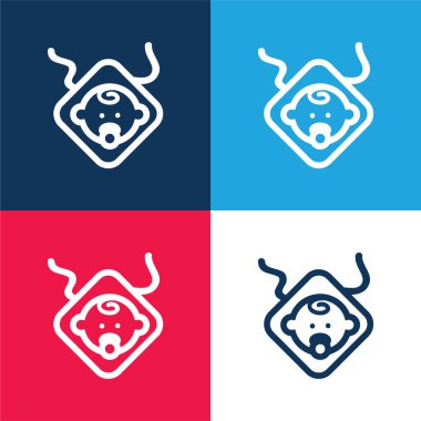 Emzik İşaretli Bebek Ve Satır Mavi ve Kırmızı Minimum Renk Simgesi