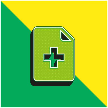 Dosya Yeşil ve Sarı modern 3d vektör simgesi ekle