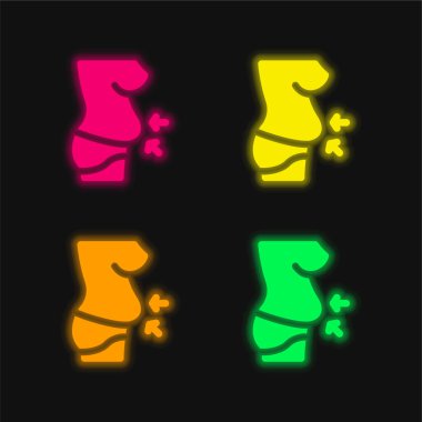 Göbek dört renk parlayan neon vektör simgesi