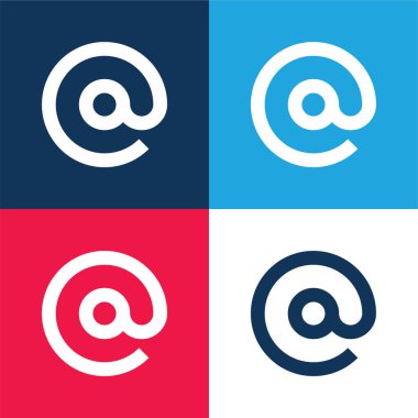 Arroba mavi ve kırmızı dört renk minimal simge kümesi