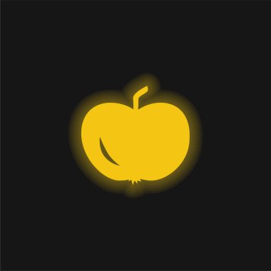 Siyah Şekli Sarı Parlak Neon Simgesinin Elması