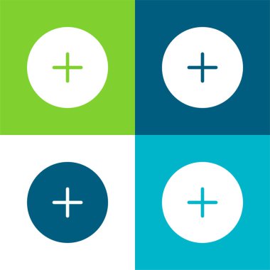 Yuvarlak Düğme Düz Dört renk minimal simgesi seti ekle