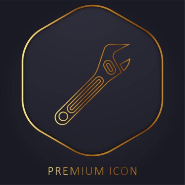 Ayarlanabilir Spanner altın çizgi prim logosu veya simgesi