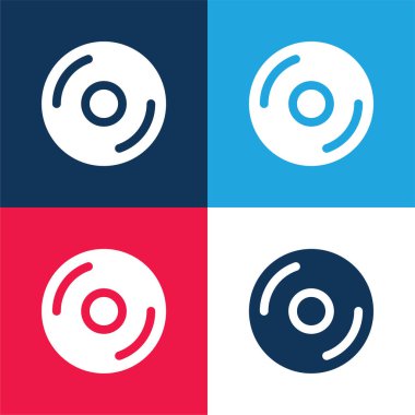 Big CD blue and red four color minimal icon set clipart