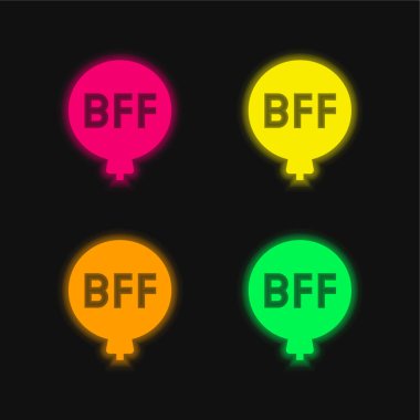 Dört renkli balon parlayan neon vektör simgesi