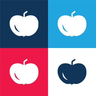 Apple Of Black Shape blue and red four color minimal icon set clipart