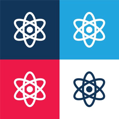 Atomik mavi ve kırmızı dört renk minimal simge kümesi