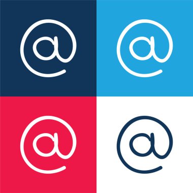 Arroba El Çizim İşareti E- posta mavi ve kırmızı en az dört renk simgesi