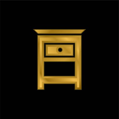 Bedroom Furniture Small Table For Bed Side gold plated metalic icon or logo vector clipart