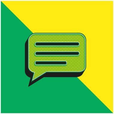 Yeşil Çizgilerin İçindeki Siyah Konuşma Baloncuğu ve Sarı 3D vektör simgesi logosu