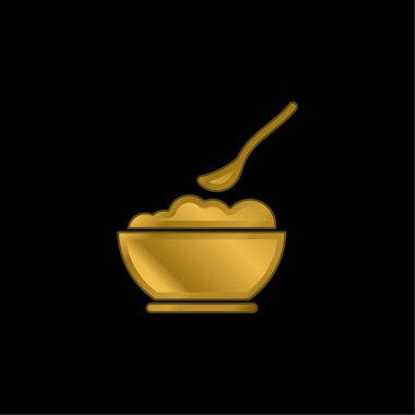 Bebek maması altın kaplama metalik simge veya logo vektörü