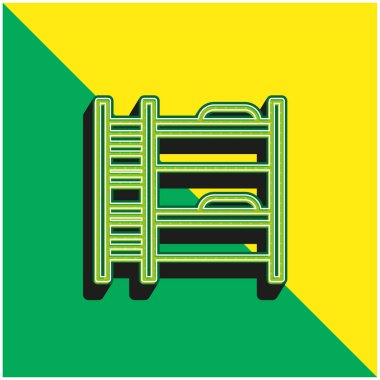 Yatak Yeşil ve Sarı Modern 3D vektör simgesi logosu