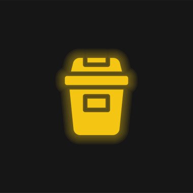 Çöp tenekesi sarı parlak neon simgesi