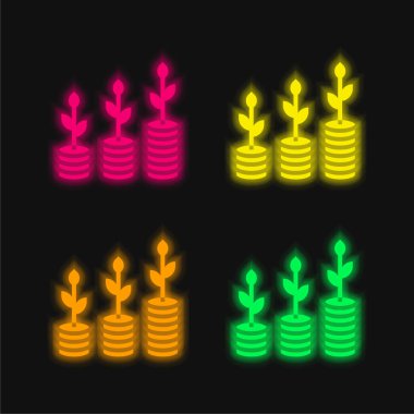 Dört renk parlayan neon vektör simgesini kaydet