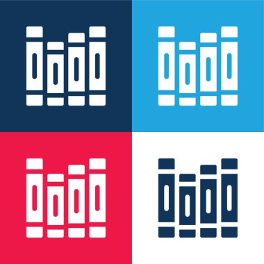 Kitap mavi ve kırmızı dört renk en küçük simge seti