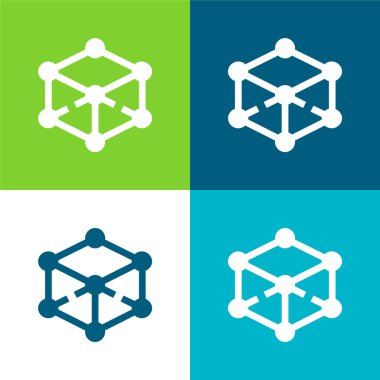 3d Modelleme Düz 4 renk en az simge kümesi