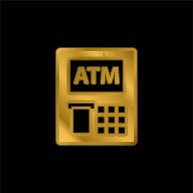 ATM altın kaplama metalik simge veya logo vektörü
