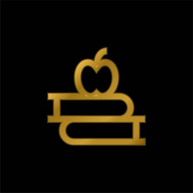 Kitaplar altın kaplamalı metalik simge veya logo vektörü