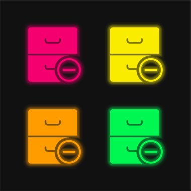 Parlayan dört renk neon vektör simgesini arşivle