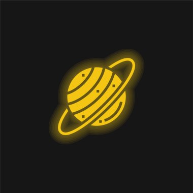 Astronomi sarı parlak neon simgesi