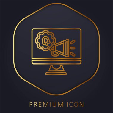 Altın çizgi prim logosu veya simgesi reklamı