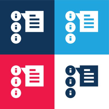 Alerts blue and red four color minimal icon set clipart