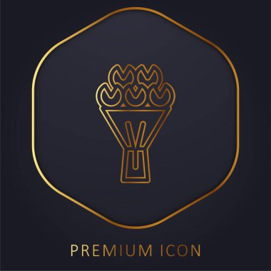 Çiçeklerin buketi altın çizgili logo veya simge