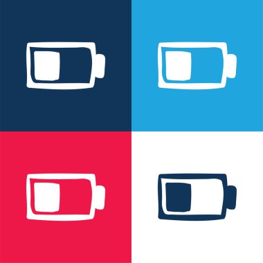 Pil mavi ve kırmızı dört renk minimal simge kümesi