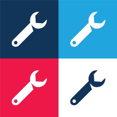 Adjustable Spanner blue and red four color minimal icon set clipart