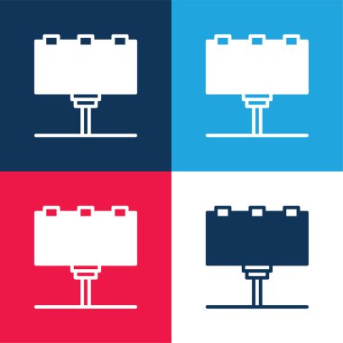 Billboard mavi ve kırmızı dört renk minimal simge kümesi