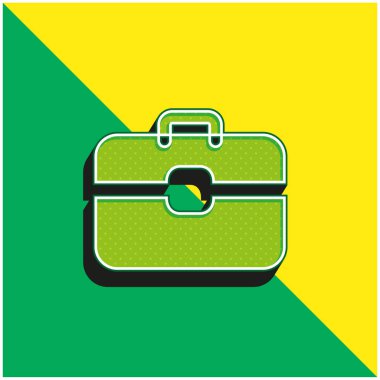 Evrak çantası Yeşil ve sarı modern 3d vektör simgesi logosu