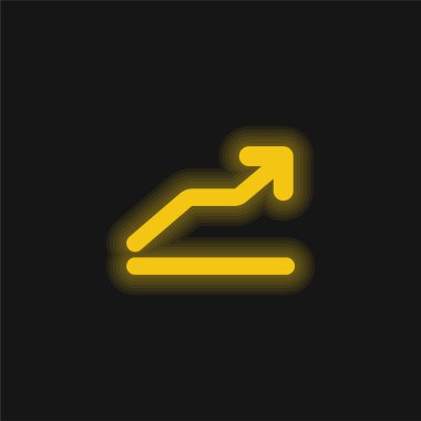 Yükselen Çizgi Grafik Sembolü sarı parlak neon simgesi