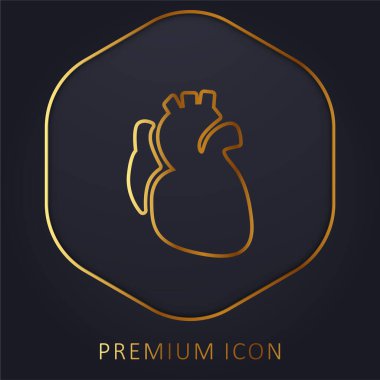 Anatomic Heart golden line premium logo or icon clipart