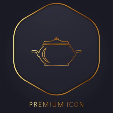 Altın çizgili logo ya da simgesi olan Büyük Yemek Konteynırı