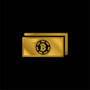 Bitcoin kağıtları altın kaplama metalik simge veya logo vektörü