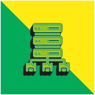 Büyük Veri Yeşili ve Sarı 3D vektör simgesi logosu