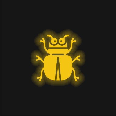 Beetle yellow glowing neon icon clipart