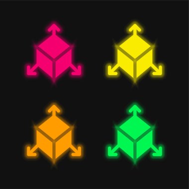3d dört renk parlayan neon vektör simgesi