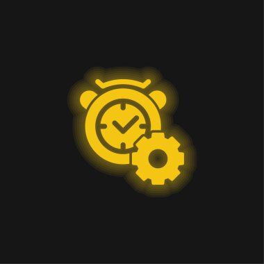 Alarm Saati sarı parlayan neon simgesi