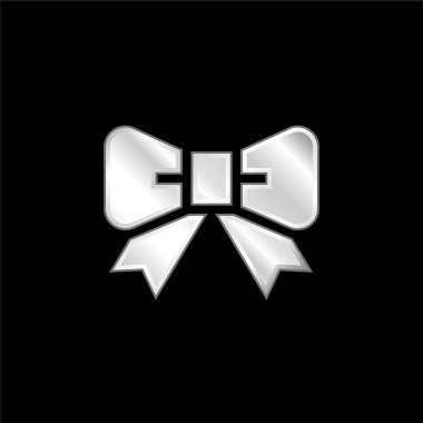 Bow Tie silver plated metallic icon clipart