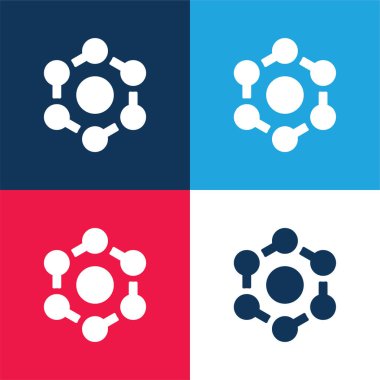 Benzen mavi ve kırmızı dört renk minimal simge kümesi