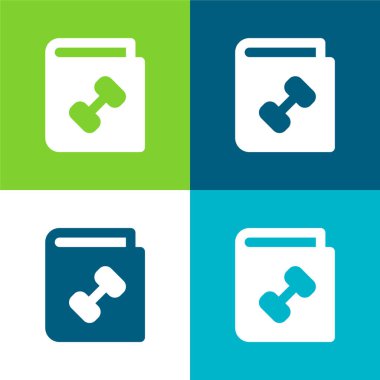 Kitap Düz 4 renk minimal simgesi seti