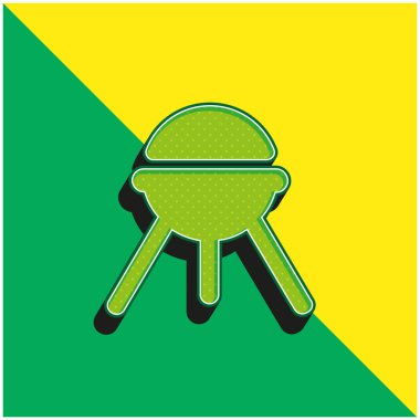 Barbekü Yeşil ve Sarı Modern 3D vektör simgesi logosu